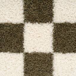 Kukoon Green Beige Shaggy Checkerboard Checked Living Room Area Rug - Size: 80 cm x 150 cm - thumbnail 9