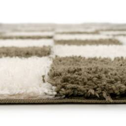 Kukoon Green Beige Shaggy Checkerboard Checked Living Room Area Rug - Size: 80 cm x 150 cm - thumbnail 8