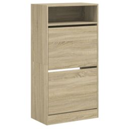 Berkfield Home Shoe Cabinet Sonoma Oak 60x34x116 cm Engineered Wood in Brown - Size: 60 x 34 x 116 cm - thumbnail 4