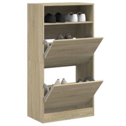 Berkfield Home Shoe Cabinet Sonoma Oak 60x34x116 cm Engineered Wood in Brown - Size: 60 x 34 x 116 cm - thumbnail 1