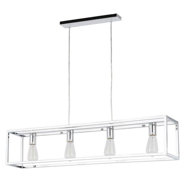 Netlighting Sigalo Industrial Retro 4 Light Bar Pendant Ceiling Light E27 in Silver - image 1