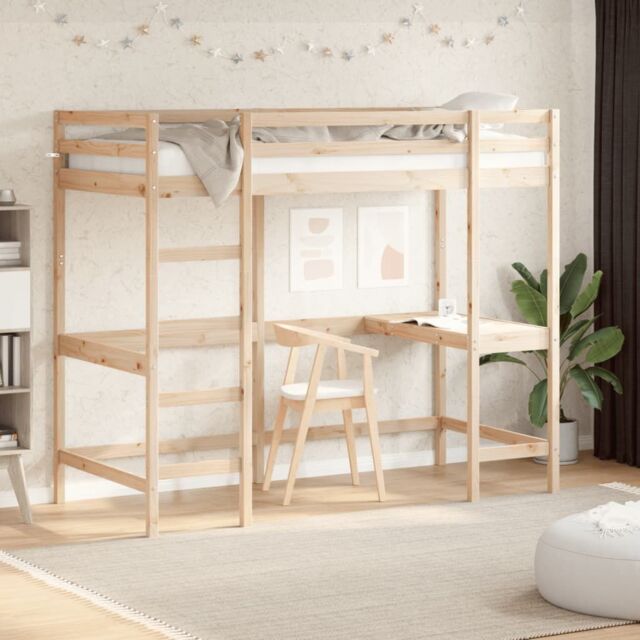 Berkfield Home Loft Bed without Mattress 90x200 cm Solid Wood Pine in Brown - image 1