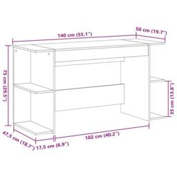 Berkfield Home Desk Sonoma Oak 140x50x75 cm Engineered Wood in Brown - Size: 140 x 50 x 75 cm - thumbnail 9