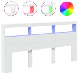 Berkfield Home Headboard Cabinet with LED White 200x17x102 cm - Size: 200 x 17 x 102 cm - thumbnail 1