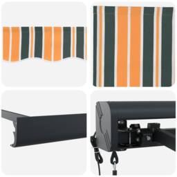 Berkfield Home Manual Retractable Awning with LED Green & White 400x350 cm - thumbnail 8