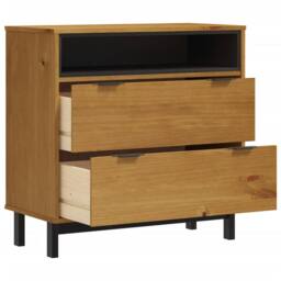 Berkfield Home Beautiful Drawer Cabinet FLAM 80x40x80 cm Solid Wood Pine in Brown - Size: 80 x 40 x 80 cm - thumbnail 4