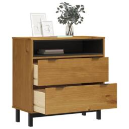 Berkfield Home Beautiful Drawer Cabinet FLAM 80x40x80 cm Solid Wood Pine in Brown - Size: 80 x 40 x 80 cm - thumbnail 1