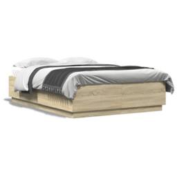 Berkfield Home Durable Bed Frame with LED without Mattress Sonoma Oak 120x200 cm in Light Brown - Size: Small Double - thumbnail 5