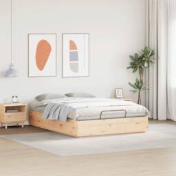 Berkfield Home Ottoman Bed Frame with Storage Natural 140 x 190 cm in Brown - thumbnail 4