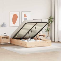Berkfield Home Ottoman Bed Frame with Storage Natural 140 x 190 cm in Brown