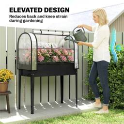 SPETLEK Black Metal Raised Planter Box with Flip-up Greenhouse Cover - Size: 1.25kg - thumbnail 5