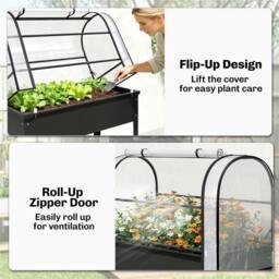 SPETLEK Black Metal Raised Planter Box with Flip-up Greenhouse Cover - Size: 1.25kg - thumbnail 4
