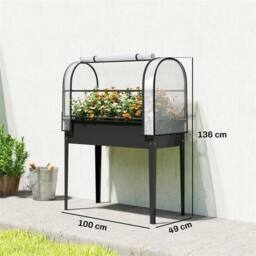 SPETLEK Black Metal Raised Planter Box with Flip-up Greenhouse Cover - Size: 1.25kg - thumbnail 2