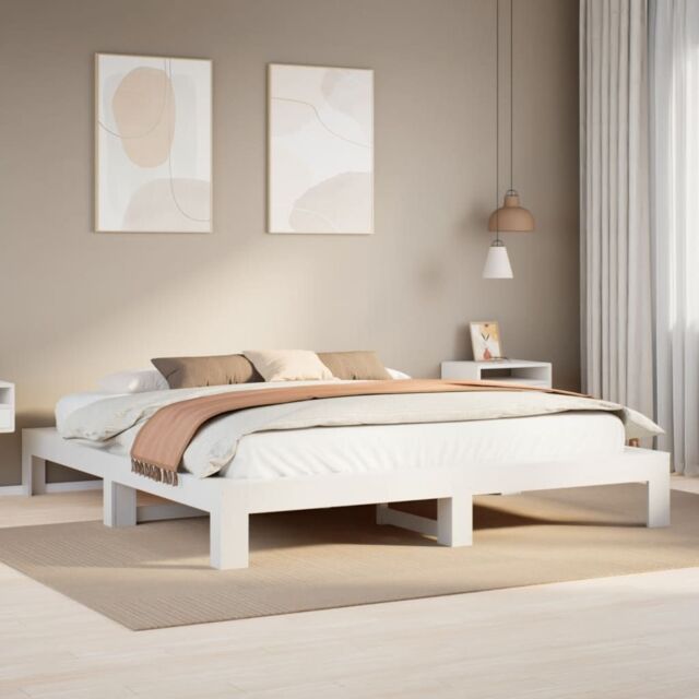 Berkfield Home Bed Frame without Mattress White 180x200 cm Super King Solid Wood Pine - image 1