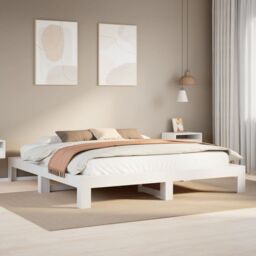 Berkfield Home Bed Frame without Mattress White 180x200 cm Super King Solid Wood Pine - thumbnail 1