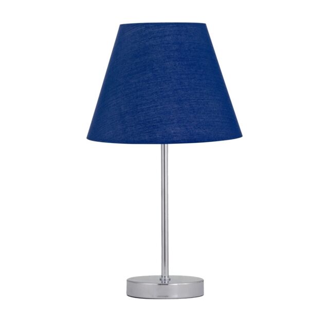 First Choice Lighting Chrome Touch Operated Table Lamp with Navy Blue Shade in Silver - image 1
