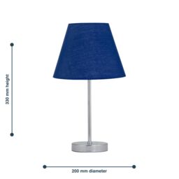 First Choice Lighting Chrome Touch Operated Table Lamp with Navy Blue Shade in Silver - thumbnail 5