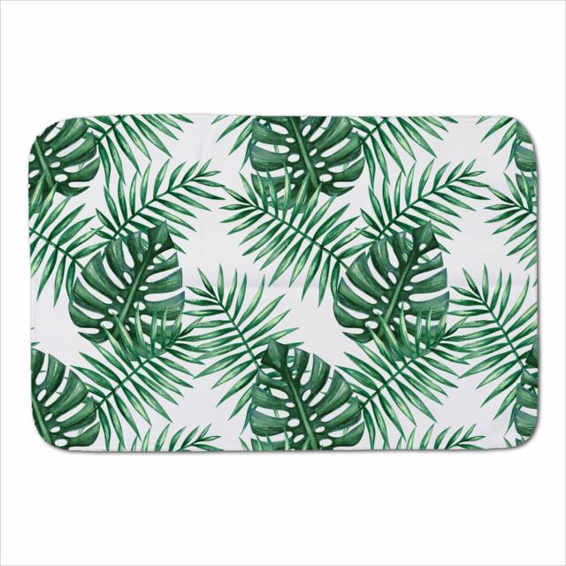 Warren Reed - Designer Watercolour Tropical Leaves Sherpa Blanket in Green - Size: Large - image 1