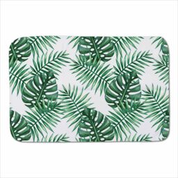 Warren Reed - Designer Watercolour Tropical Leaves Sherpa Blanket in Green - Size: Large - thumbnail 1