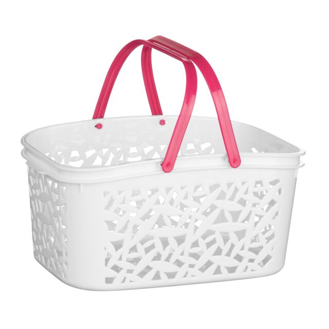 Orsina 4500ml Hot Pink Storage Basket With Crisp White Handle, Multipurpose Plastic Basket, Organizer For Toys - image 1