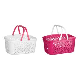 Orsina 4500ml Hot Pink Storage Basket With Crisp White Handle, Multipurpose Plastic Basket, Organizer For Toys - thumbnail 2
