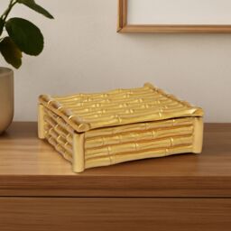 Orsina Hiba Small Gold Finish Bamboo Effect Trinket Box - thumbnail 1