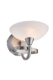 Netlighting Cagney 1 Light Wall Light Satin Chrome with White Painted Glass Shade G9 in Grey