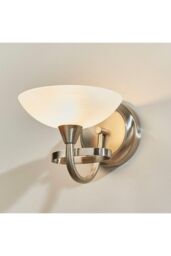 Netlighting Cagney 1 Light Wall Light Satin Chrome with White Painted Glass Shade G9 in Grey - thumbnail 2