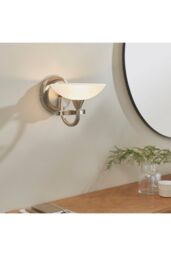 Netlighting Cagney 1 Light Wall Light Satin Chrome with White Painted Glass Shade G9 in Grey - thumbnail 4
