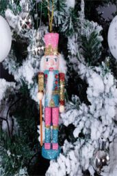 Netagon Home Indoor Pink Nutcracker Christmas Tree Bauble Decoration