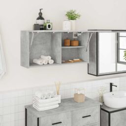 Berkfield Home Bathroom Wall Cabinet Concrete Grey 80x25x40 cm Engineered Wood - Size: 80 x 25 x 40 cm