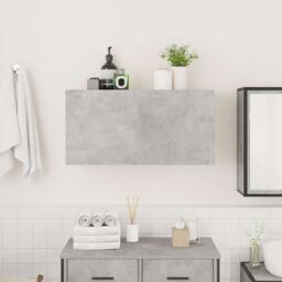 Berkfield Home Bathroom Wall Cabinet Concrete Grey 80x25x40 cm Engineered Wood - Size: 80 x 25 x 40 cm - thumbnail 3