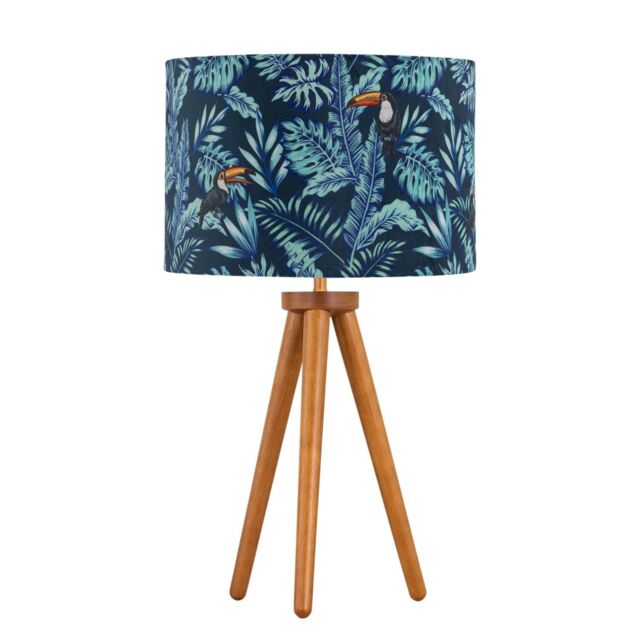 First Choice Lighting Voyage - Dark Oak Table Lamp or Bedside Light with Toucan Velvet Shade in Brown - image 1