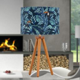 First Choice Lighting Voyage - Dark Oak Table Lamp or Bedside Light with Toucan Velvet Shade in Brown - thumbnail 4