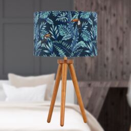 First Choice Lighting Voyage - Dark Oak Table Lamp or Bedside Light with Toucan Velvet Shade in Brown - thumbnail 3