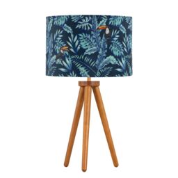 First Choice Lighting Voyage - Dark Oak Table Lamp or Bedside Light with Toucan Velvet Shade in Brown