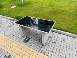 Fimous Rattan Outdoor furniture Set Black Tempered Glass Table & 6 Chairs Set in Light Grey - thumbnail 4