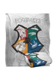 Harry Potter Blanket, 152x127 cm Intricate Hogwarts Logo Silky Touch Super Soft Throw Blanket in White - thumbnail 2