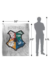 Harry Potter Blanket, 152x127 cm Intricate Hogwarts Logo Silky Touch Super Soft Throw Blanket in White - thumbnail 5