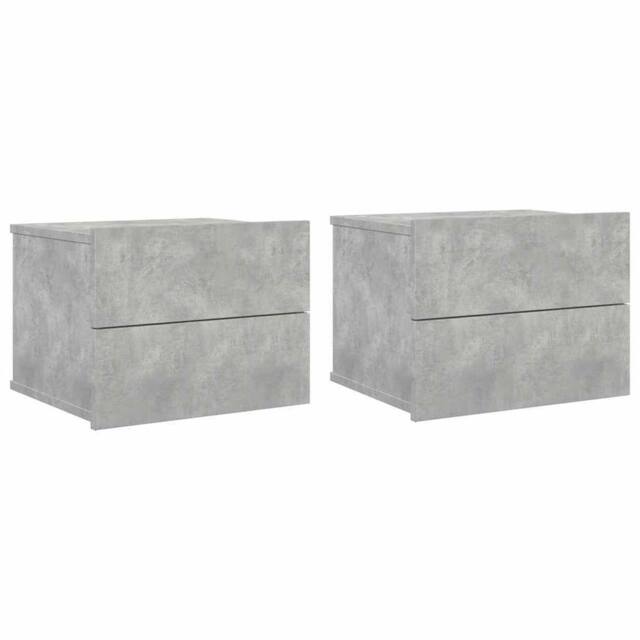 Berkfield Home Bedside Cabinets 2 pcs Concrete Grey 40x30x30 cm Engineered Wood - Size: 40 x 30 x 30 cm - image 1