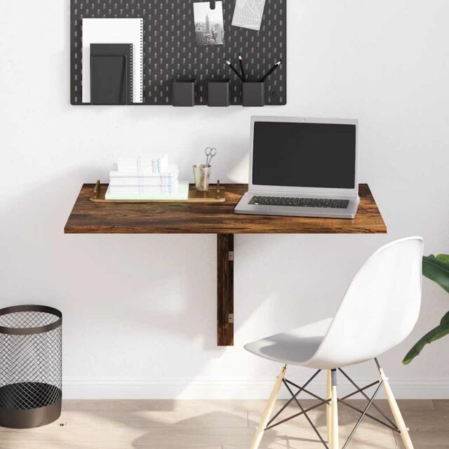 Berkfield Home Folding Wall Table Smoked Oak 100x60x56 cm Engineered Wood in Brown - Size: 100 x 60 x 56 cm - image 1