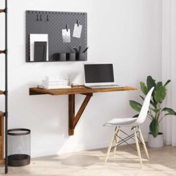 Berkfield Home Folding Wall Table Smoked Oak 100x60x56 cm Engineered Wood in Brown - Size: 100 x 60 x 56 cm - thumbnail 3
