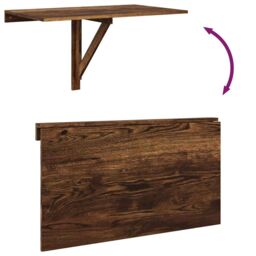 Berkfield Home Folding Wall Table Smoked Oak 100x60x56 cm Engineered Wood in Brown - Size: 100 x 60 x 56 cm - thumbnail 8