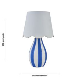First Choice Lighting Connie - Blue & White Stripe Ceramic Table Lamp with Scalloped Shade - thumbnail 6