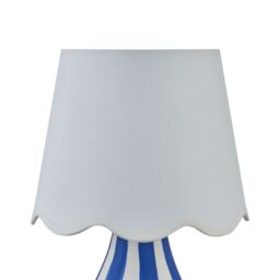 First Choice Lighting Connie - Blue & White Stripe Ceramic Table Lamp with Scalloped Shade - thumbnail 3