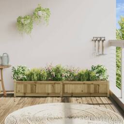 Berkfield Home Garden Planter 180x31x31 cm Impregnated Wood Pine in Brown - Size: 180 x 31 x 31 cm - thumbnail 3