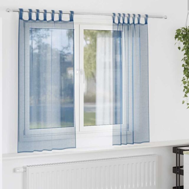 Berkfield Home Voile Curtains with Loops 2 pcs Royal Blue 140x140 cm - image 1