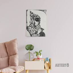 "Artery8 Masked Woman with Cape Samuel J De Mesquita Canvas Wall Art Print in White - Size: W12"" x H16""" - thumbnail 3