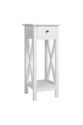 Wooden Side Table with One Storage Drawer & Shelf in White - thumbnail 8