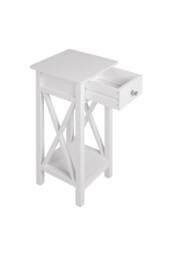 Wooden Side Table with One Storage Drawer & Shelf in White - thumbnail 9